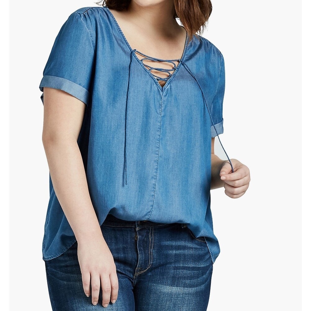 EUC Lucky Brand Chambray Top